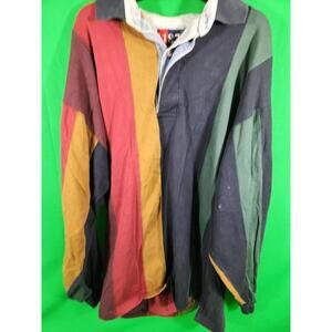 1877 Bachrach Men's Color Block Vintage 90s Rugby Shirt Size Medium